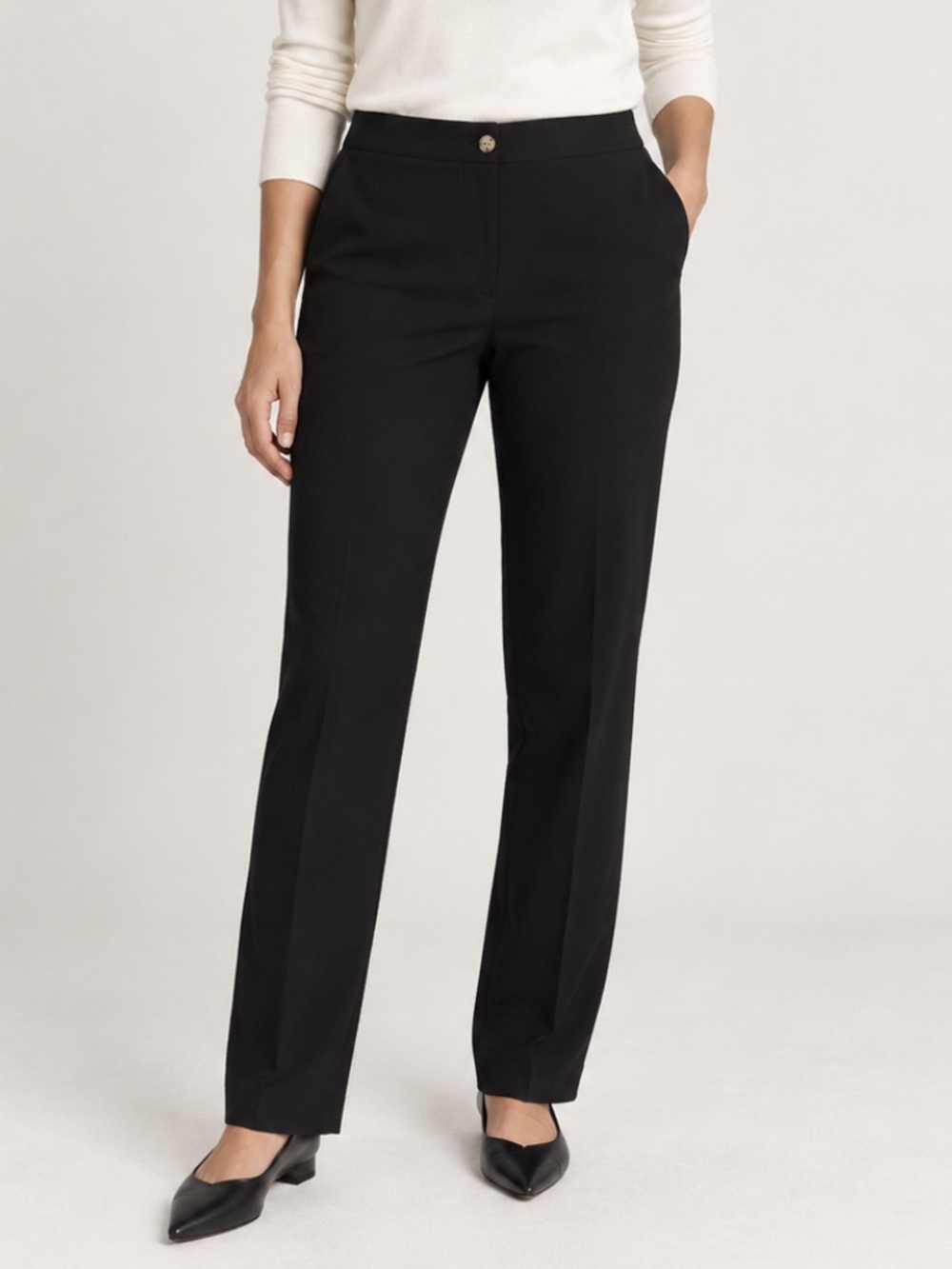 J. Jill Stretch Twill Mid-Rise Boot Straight Trouser Pant Career Black 12